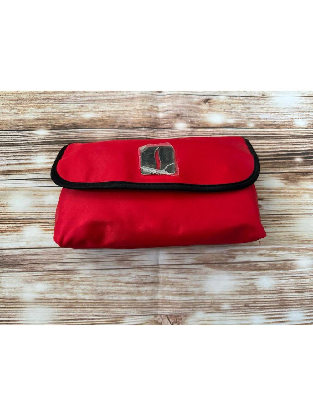 Red Sephora Fold out Makeup Bag with Black White Stripes Inside - New